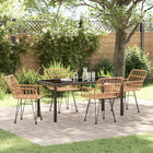 Garden Dining Set 5 pcs Brown Powder-Coated Steel