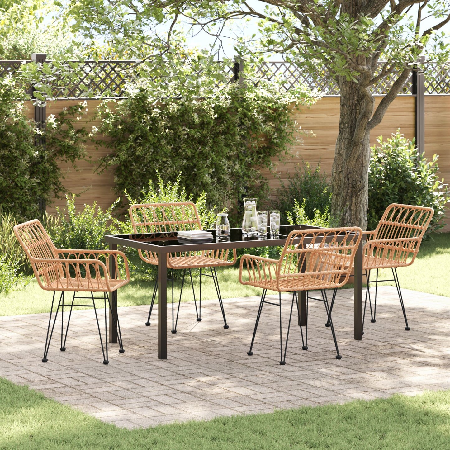 5-Delig Tuin Eetset Bruin Poly Rattan