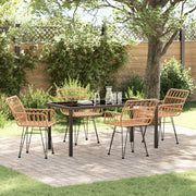 Tuinset 5-delig polyrattan staal beige