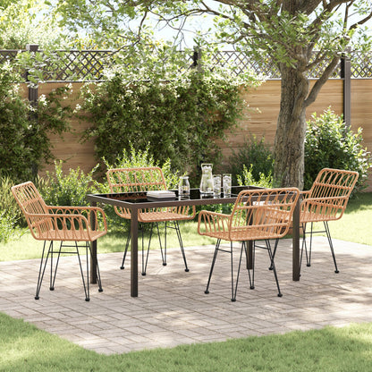 5-Delig Tuin Eetset Bruin Poly Rattan