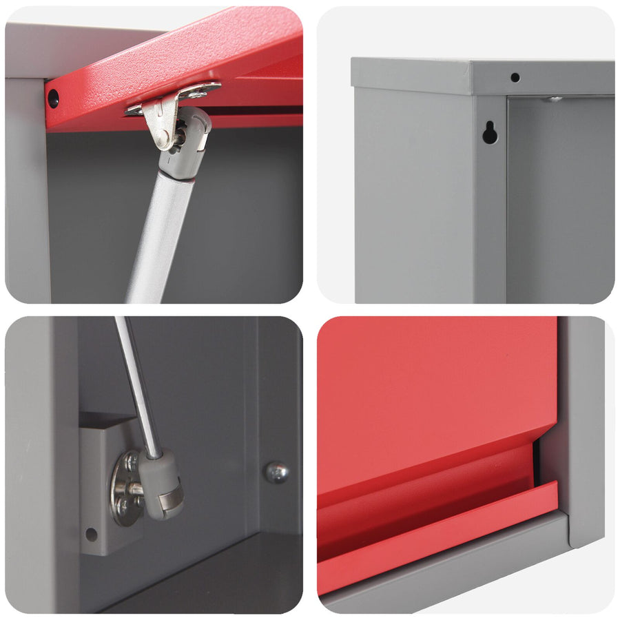 Muurbevestigde Gereedschapskast Met Gas-Lift Deur In , 50X25X35 Cm 50 cm Rood en grijs