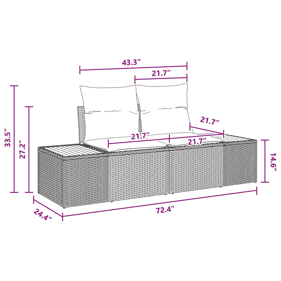 7-Delige Tuin Eetset Met Kussens Beige Poly Rattan Acacia