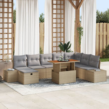 9-Delige Tuin Sofa Set Met Kussens Beige Poly Rattan