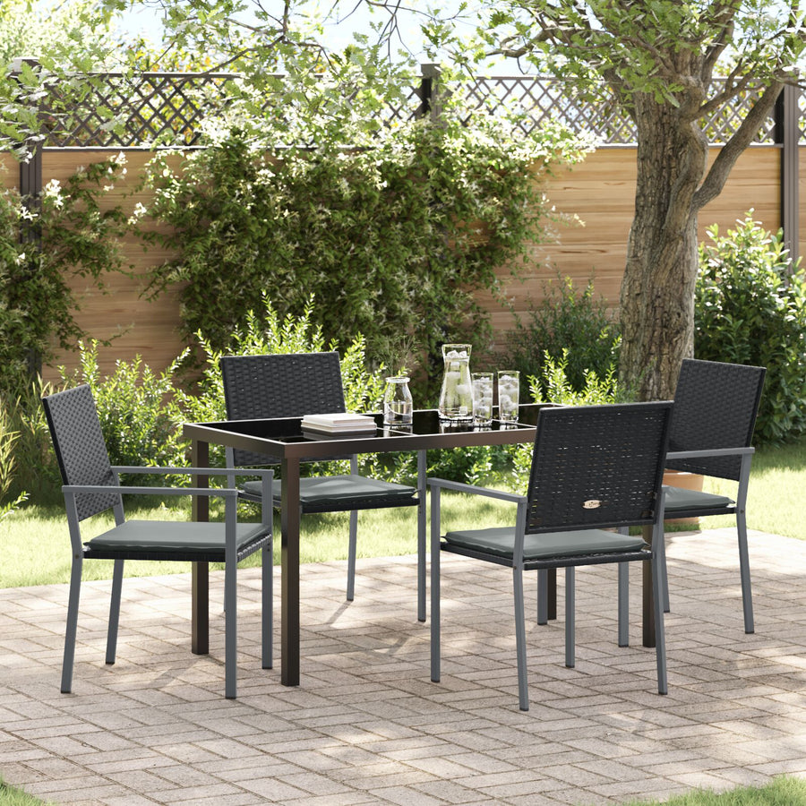 Set Van 3 Zwart Pe Rattan 54X62,5X89 Cm Duurzaam Tuinstoel