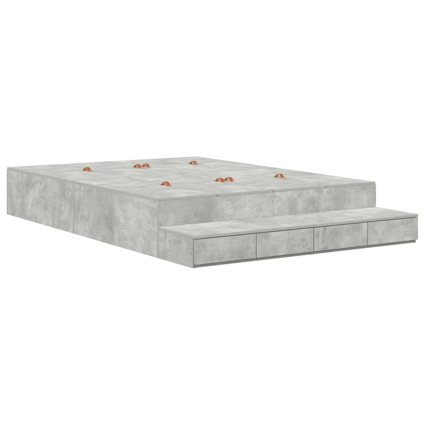 Opslagbedframe Beton Grijs Bewerkt Hout 160 X 200 Cm Opslag Artisanaal Eiken
