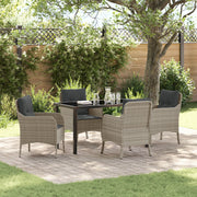 Tuinset poly rattan lichtgrijs 5-delig