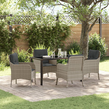 5 Delige Tuin Eettafel Set Met Kussens Lichtgrijs Poly Rattan