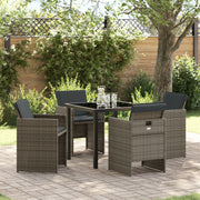Tuin eettafelset poly rattan grijs 5-delig