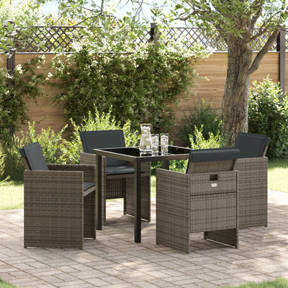 5-Delige Tuin Eetset Met Kussens Grijze Poly Rattan
