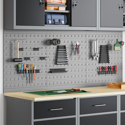 Pegboards - 3-Pack Met 15 Accessoires, Grijs, 150X, Staal 60 cm