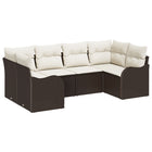 Loungeset poly rotan bruin 6-delig