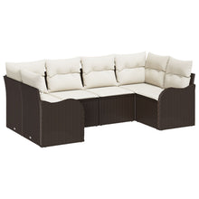 6-delige Tuin Sofa Set met Kussens Bruin Poly Rattan, vidaXL 2-zits Tuin Sofa met Kussens Bruin Poly Rattan