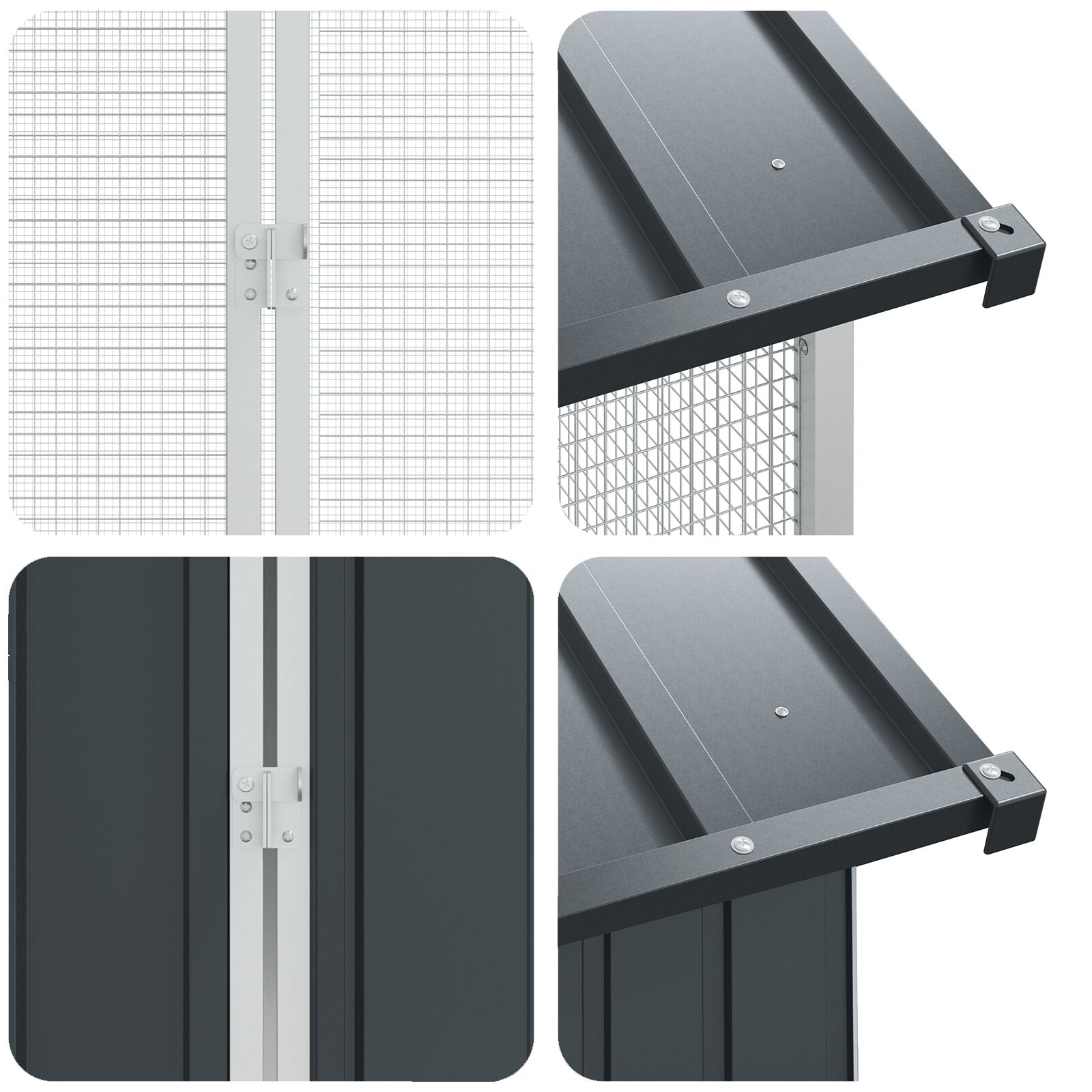 Vogelvolière Met Uitbreiding Houtskool 210X442X247 Cm Staal