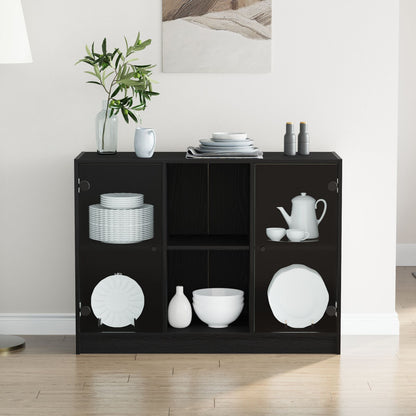 Dressoir Zwart Eiken 102X37X75,5 Cm Engineered Hout
