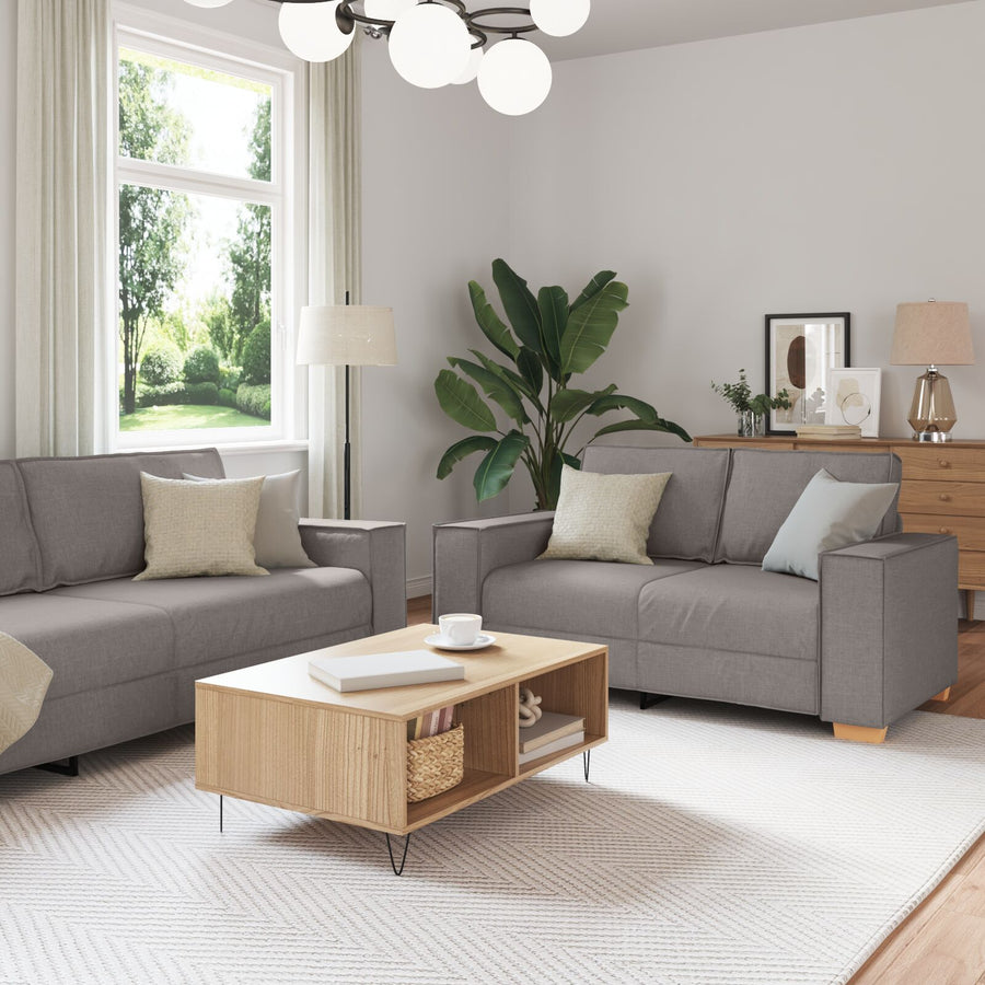 3-Delige Bankset Met Kussens Stof Taupe