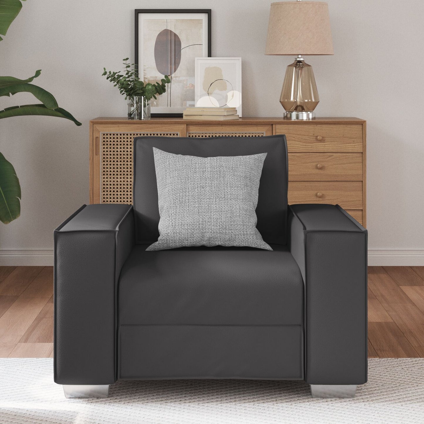 Fauteuil Kunstleder Grijs 59 cm