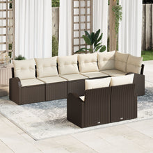 8-Delig Tuinsofa Set Met Kussens Poly Rattan Bruin en crème zonder tafel
