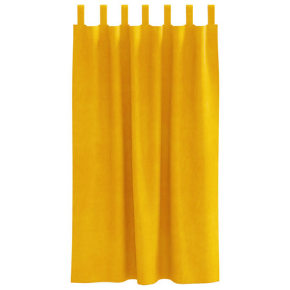 Blackout Gordijnen 2 Stuks Velours Mosterdgeel 140 x 175 cm met hanglussen