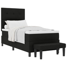 Boxspring Bed Met Matras & Bank Stof Zwart 80 x 200 cm Knoop gestoffeerd