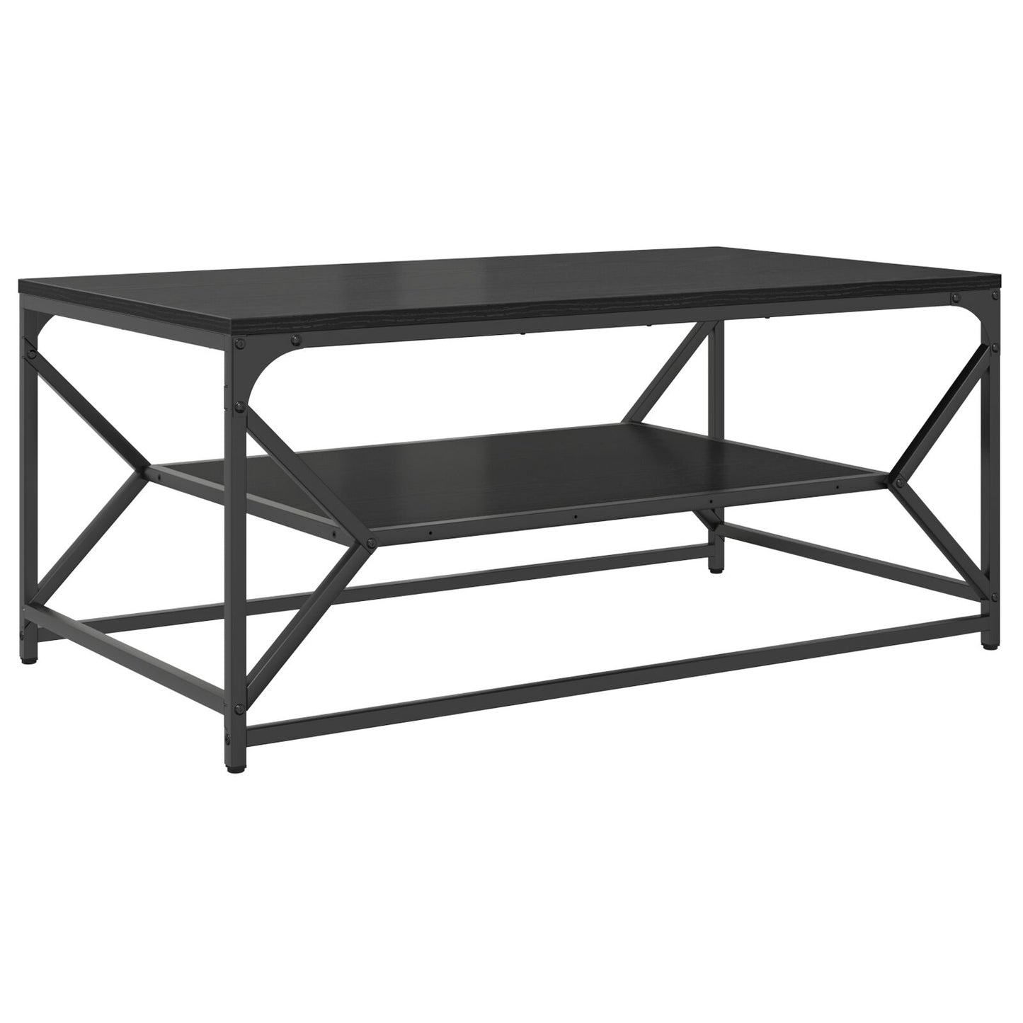 Salontafel Met Plank Geengineerd Hout Zwart eiken 90 x 50 x 40 cm