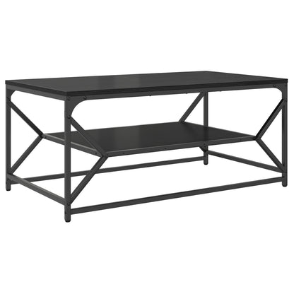 Salontafel Met Plank Geengineerd Hout Zwart eiken 90 x 50 x 40 cm