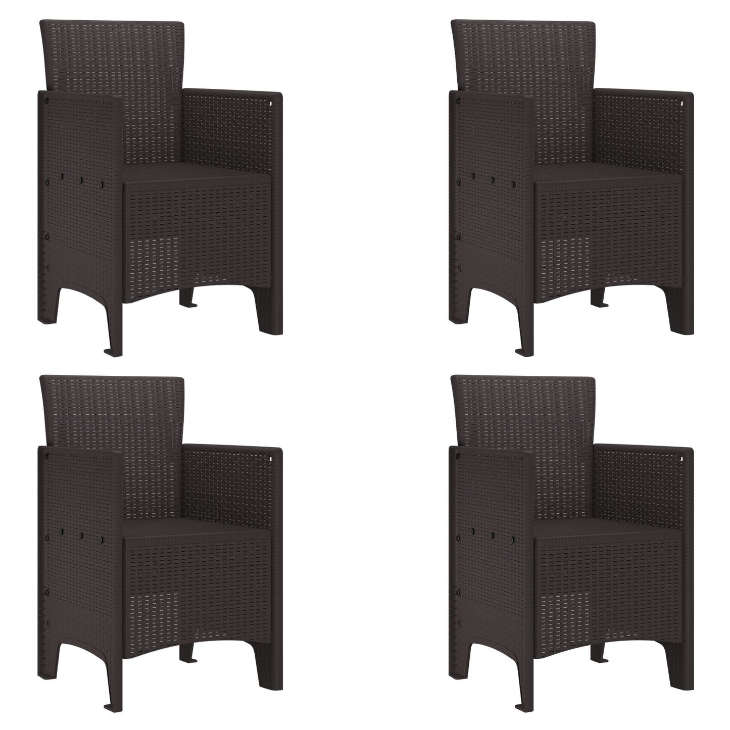 Tuinstoelen 4 Stuks Poly Rattan zonder kussen Bruin