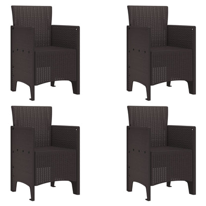 Tuinstoelen 4 Stuks Poly Rattan zonder kussen Bruin