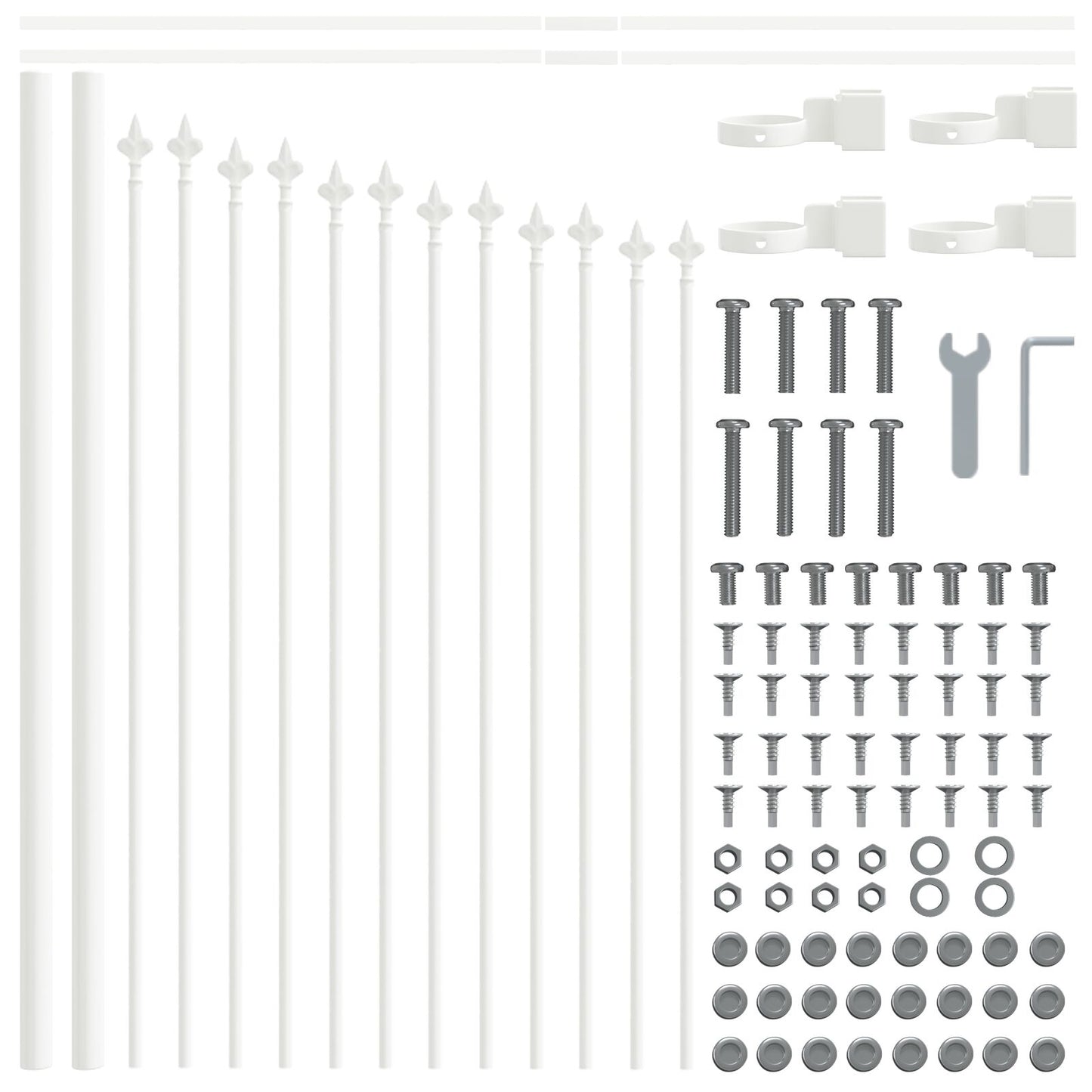 Tuinhek Met Hoepeltop 11,9X0,75 M Staal Wit 11,9 m 50-75 cm