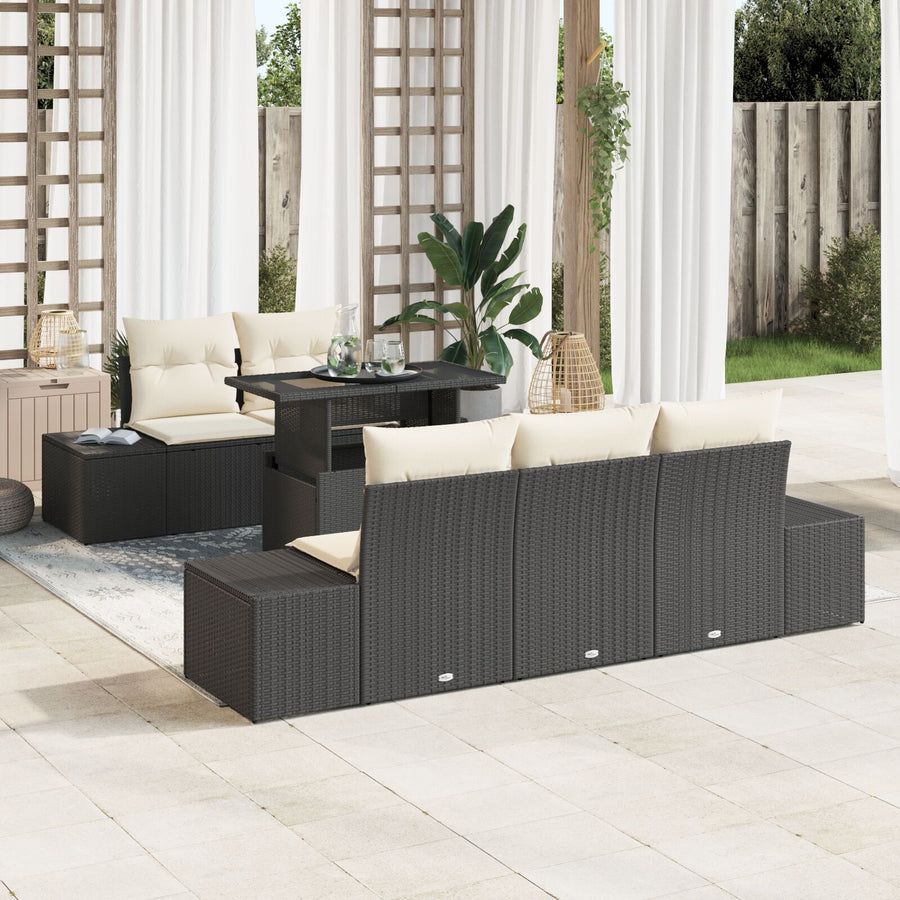 Tuin Sofa Set Set Van 6 Bruin Poly Rattan Tuin Sofa Set