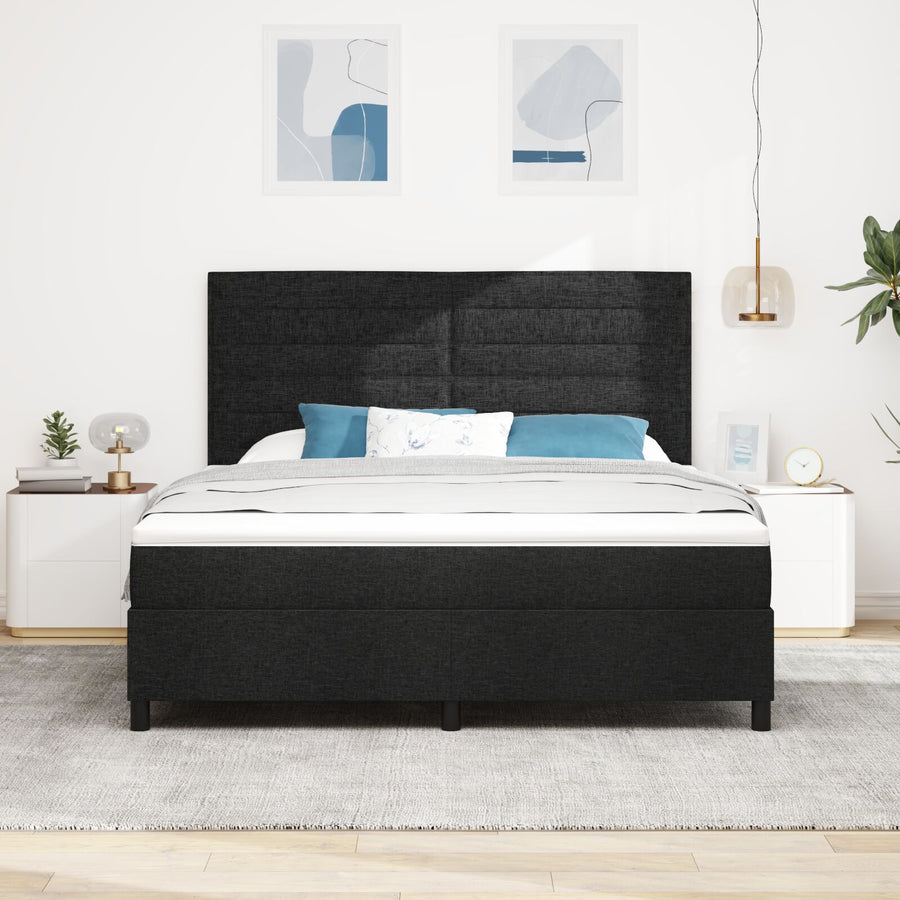 Box Spring Bed Met Matras Super King Stof Zwart 180 x 200 cm Lijnontwerp