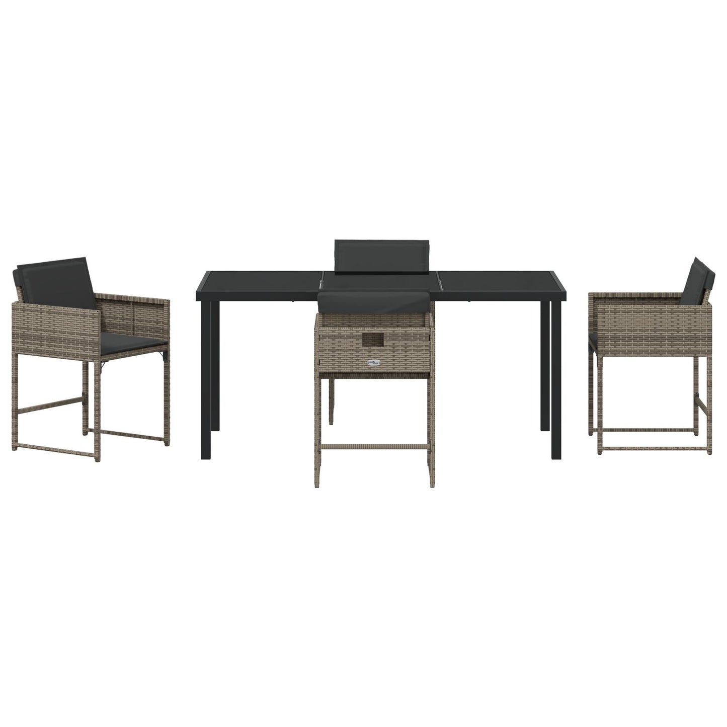 5-Delige Tuindining Set Met Kussens Grijs Poly Rattan