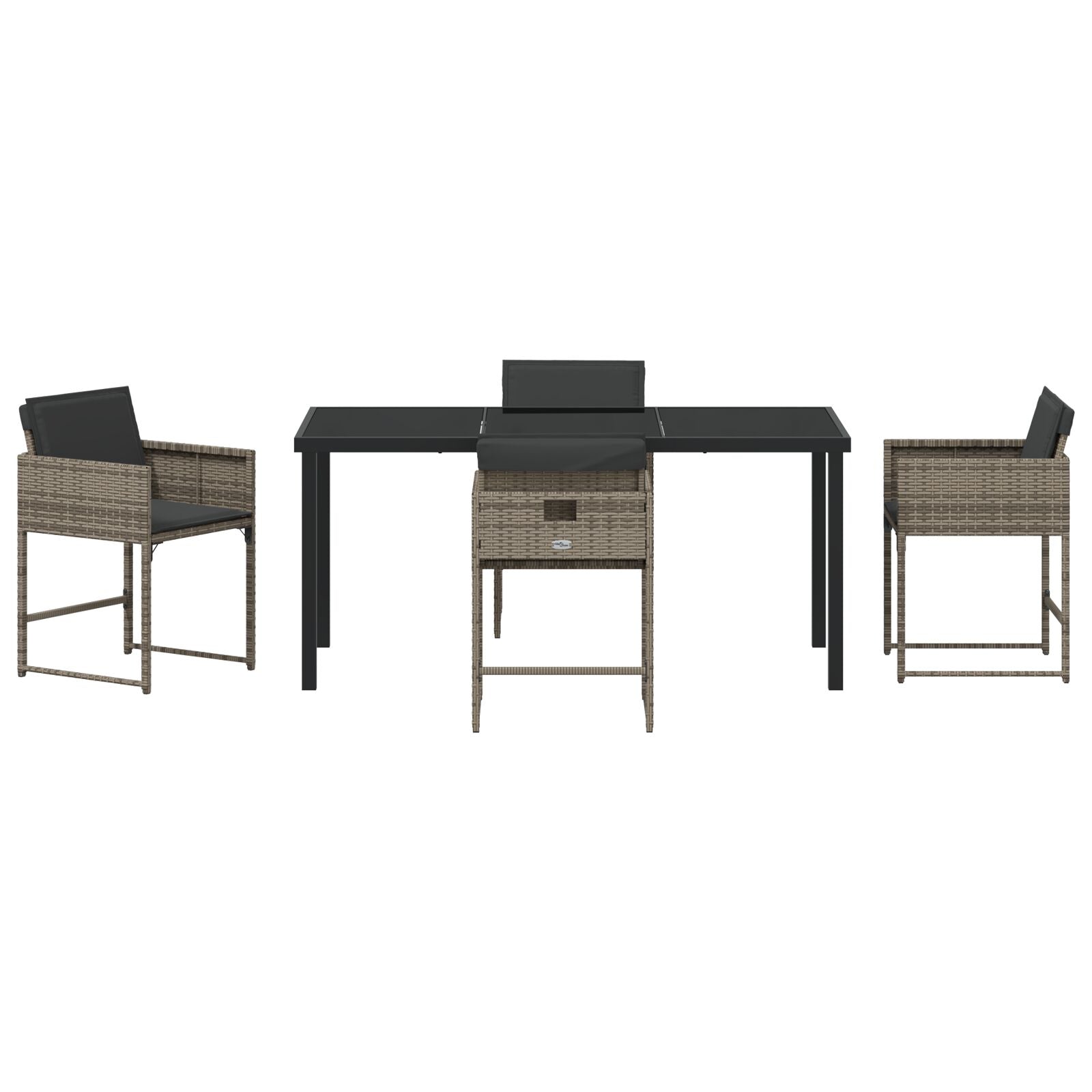 5-Delige Tuindining Set Met Kussens Grijs Poly Rattan