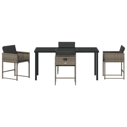 5-Delige Tuindining Set Met Kussens Grijs Poly Rattan