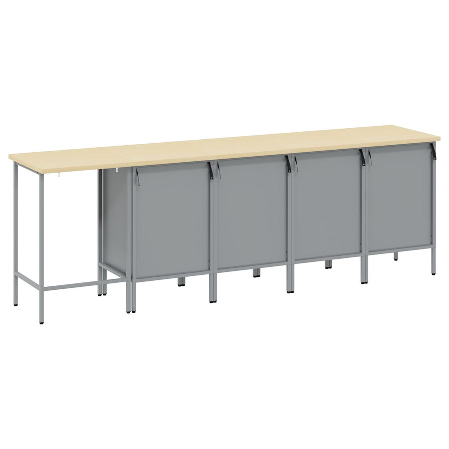5-Delige Werkcabinet En Hoektafel Set Gelaagd Hout 4x (2x84/2x85 cm) Rood Tafel + 4x kast