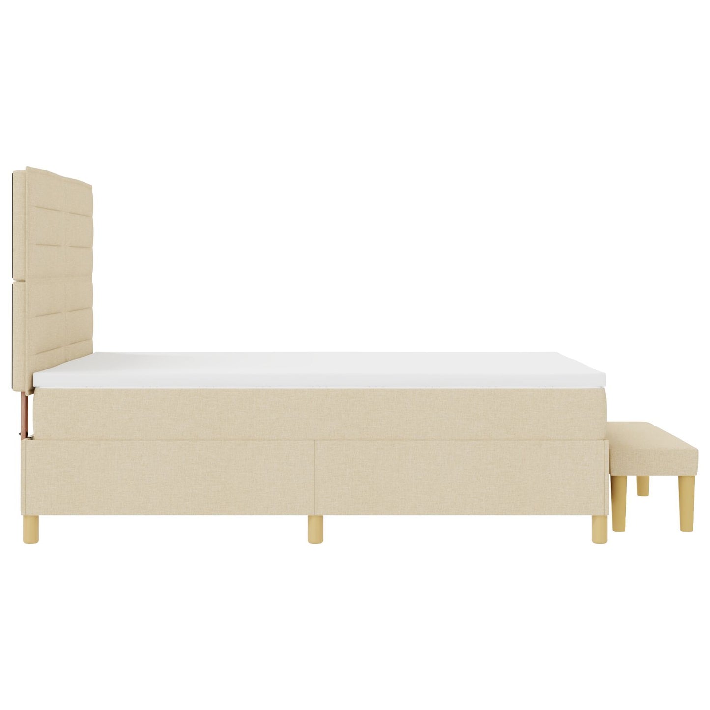 Boxspringbed Met Matras & Bank Stof Crème 160 x 200 cm Lijnen ontwerp