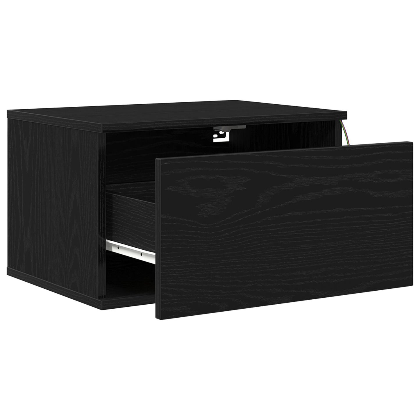 Nachtkastje Met Led Muurbevestigd 50X36X30 Cm 1 Zwart eiken