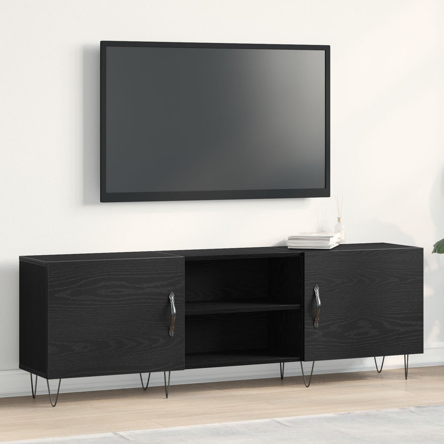 Tv-Kast Zwart Eiken 150X30X50 Cm Bewerkt Hout