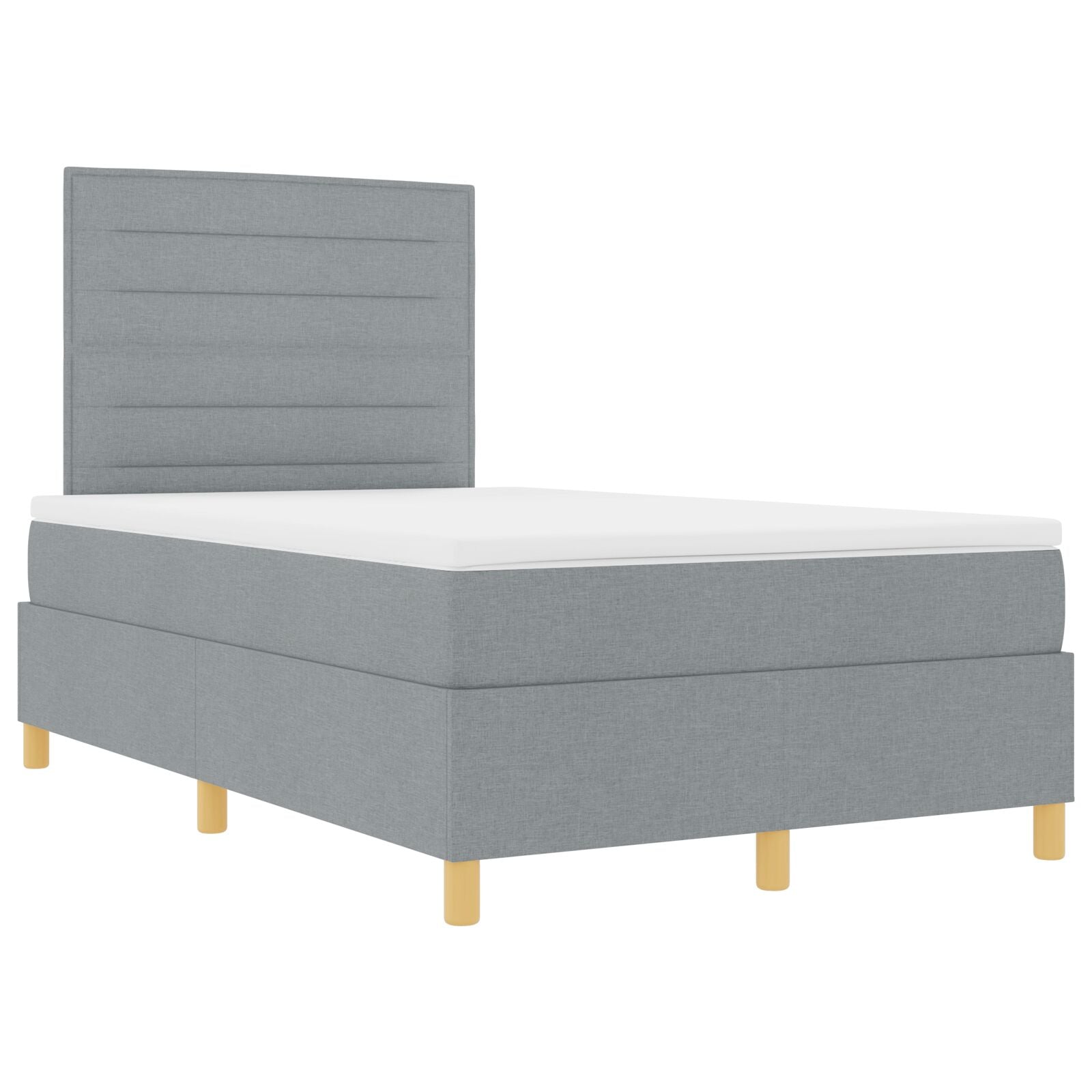 Boxspring Bed Met Matras Lichtgrijs 120X200 Cm Stof Blauw