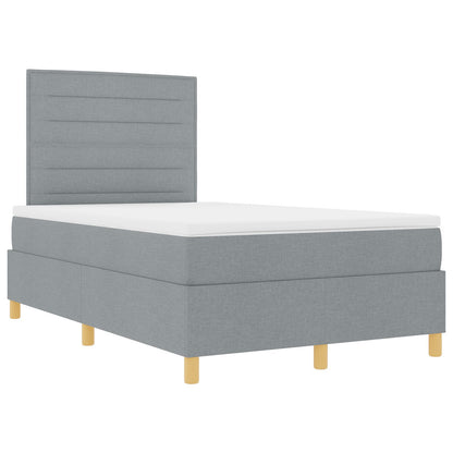 Boxspring Bed Met Matras Lichtgrijs 120X200 Cm Stof Blauw