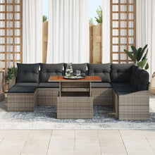 9-Delige Tuin Sofa Set Met Kussens Grijs Poly Rattan