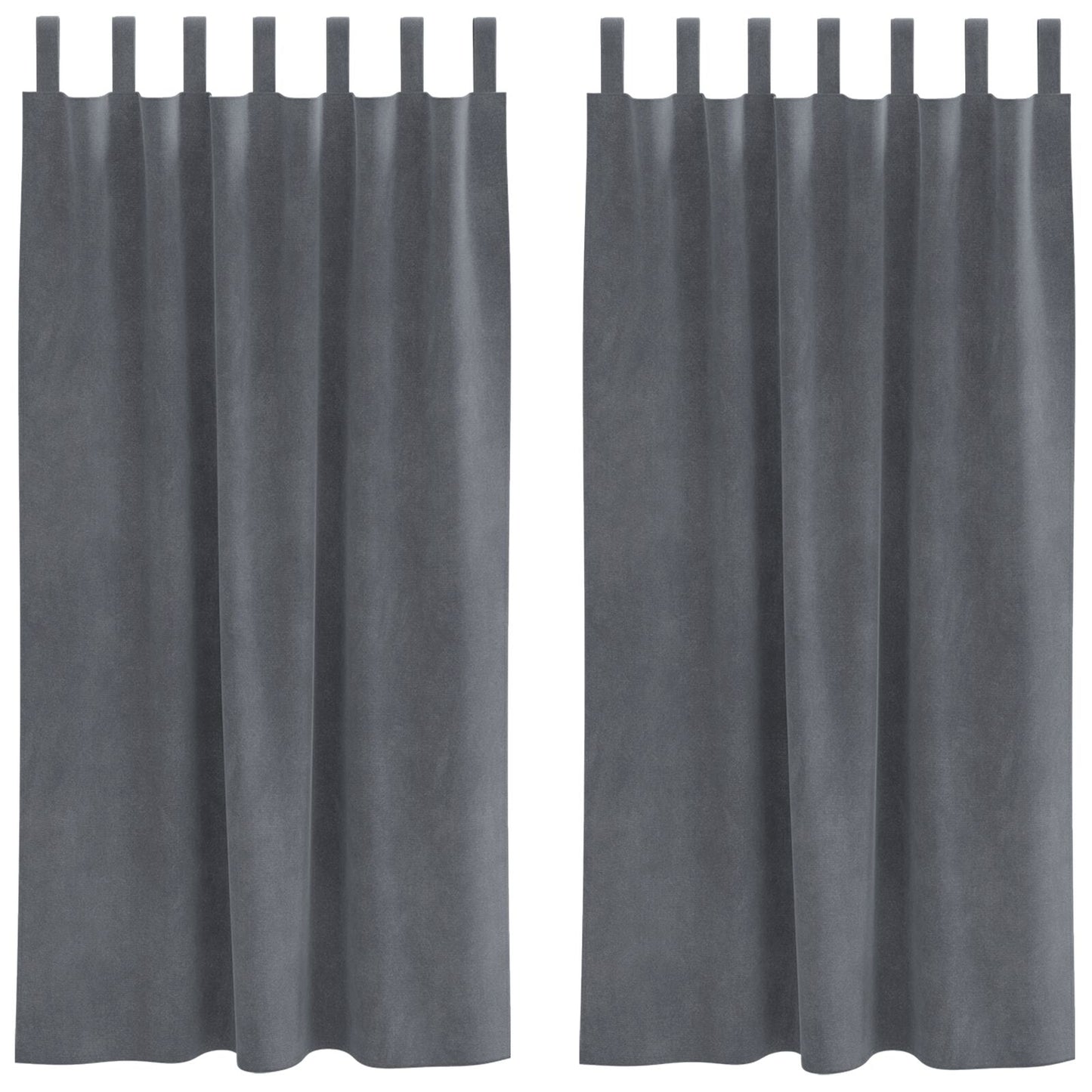 Zwarte Uitlaatgordijnen Met Hanglussen 2 Stuks Fluweel Super Lichtgrijs 140 x 175 cm met ophanglussen
