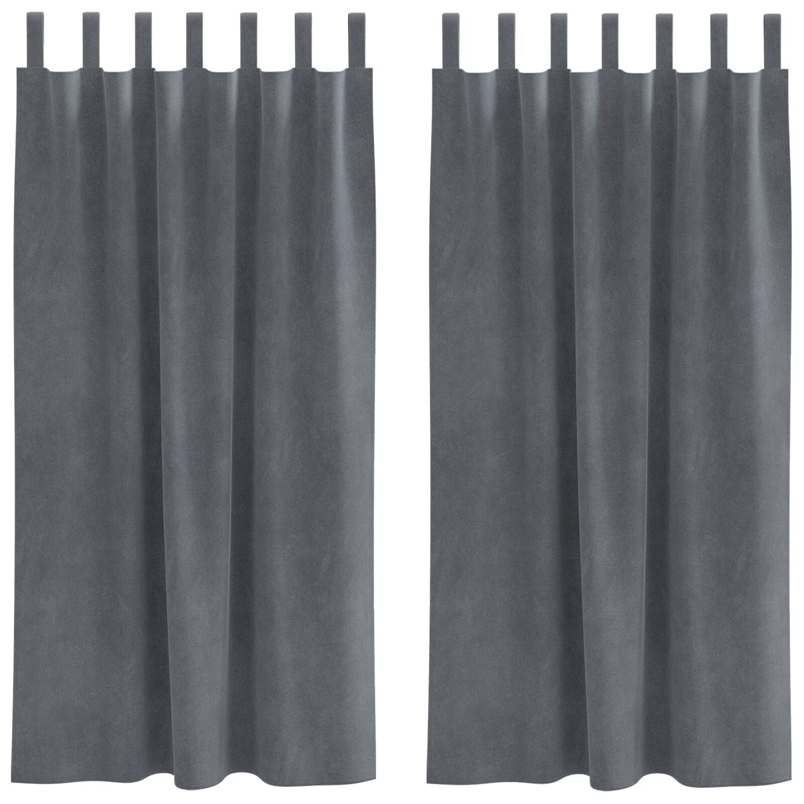 Zwarte Uitlaatgordijnen Met Hanglussen 2 Stuks Fluweel Super Lichtgrijs 140 x 175 cm met ophanglussen