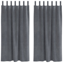 Zwarte Uitlaatgordijnen Met Hanglussen 2 Stuks Fluweel Super Lichtgrijs 140 x 175 cm met ophanglussen