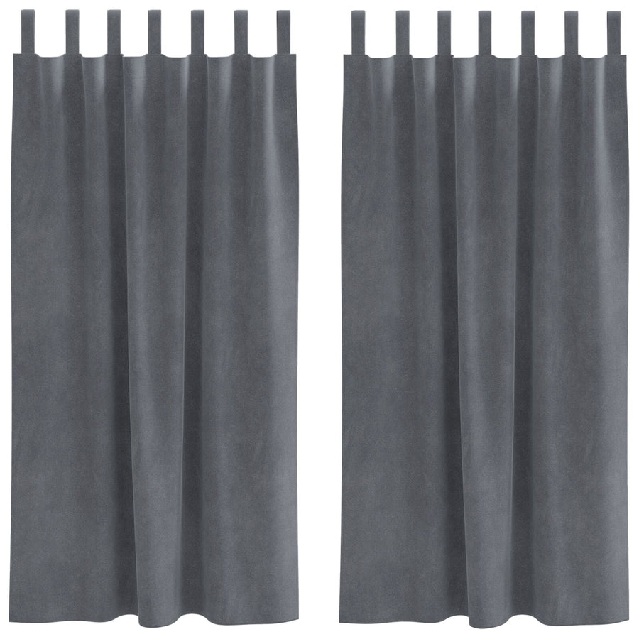 Zwarte Uitlaatgordijnen Met Hanglussen 2 Stuks Fluweel Super Lichtgrijs 140 x 175 cm met ophanglussen