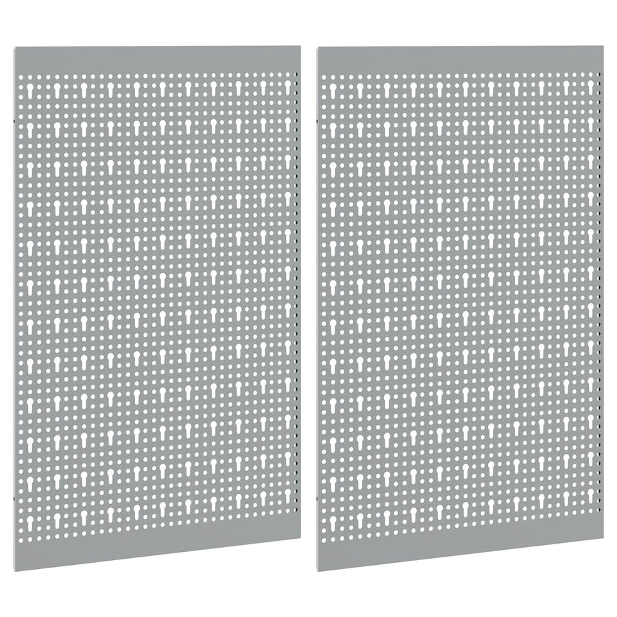 Pegboards 2 Pack Met 8 Accessoires, Grijs, 50X Staal 80 cm