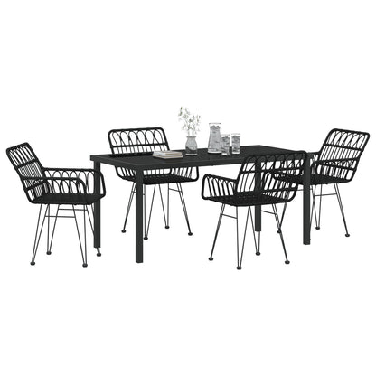 5-Delige Tuin Eetset Zwarte Poly Rattan