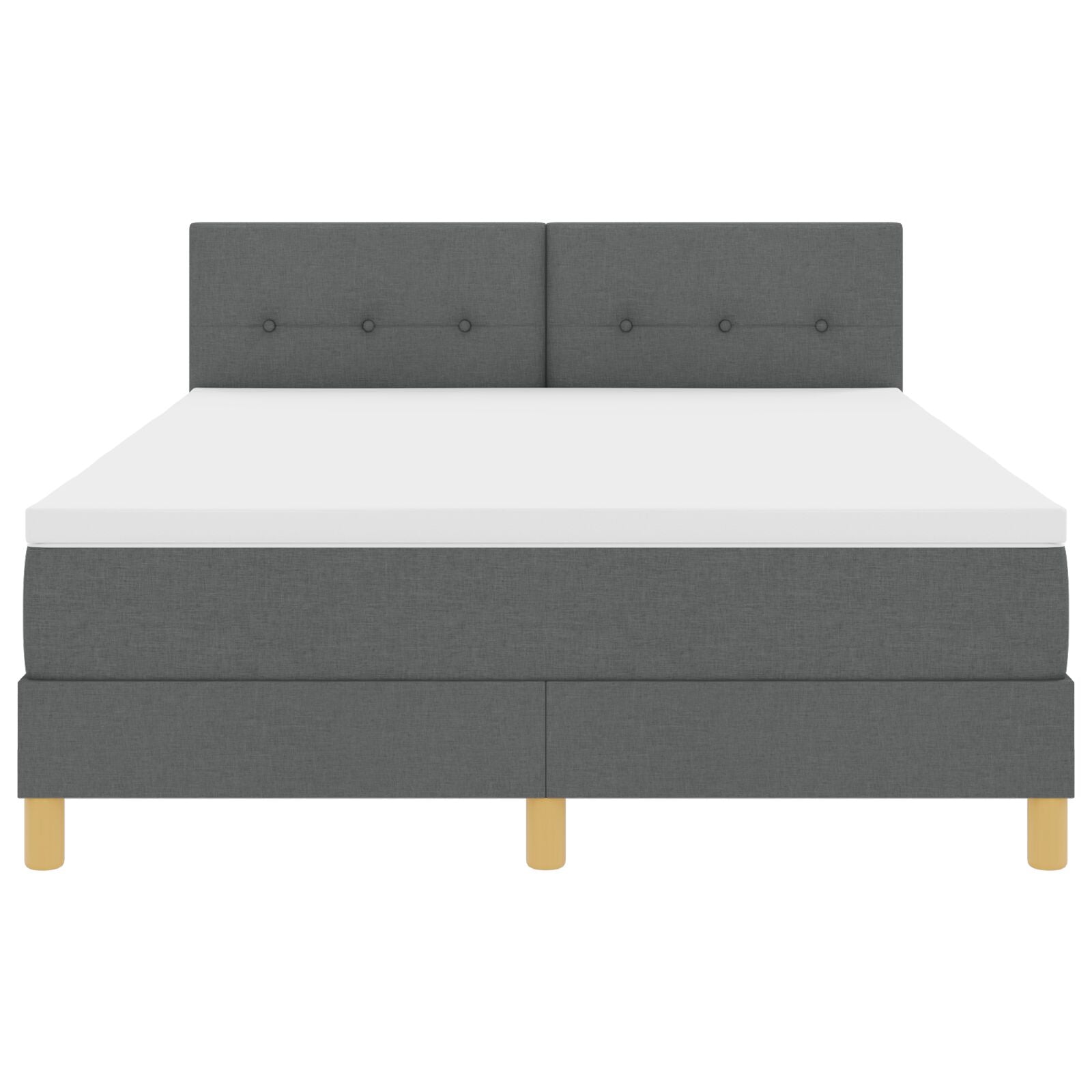 Boxspringbed Met Matras Stof Donkergrijs 160 x 200 cm Knoop-geplooid