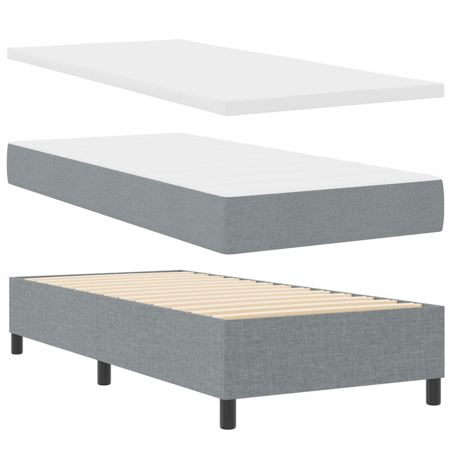 Boxspring Bed Met Matras Stoffen Lichtgrijs 90 x 200 cm Geknoopte knopen