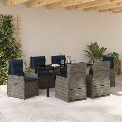 7-Delig Tuin Eettafel Set Grijze Poly Rattan