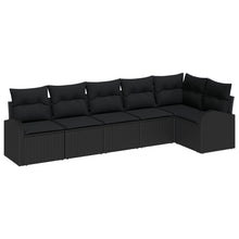 6-Delige Tuin Sofa Set Met Kussens Poly Rattan Zwart zonder tafel